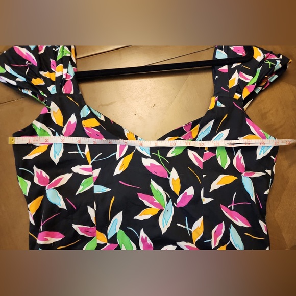 off the shoulder 80s print dress - Picture 9 of 9